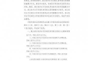 中国足协重罚“女足赛场冲突”，多人被禁赛、罚款